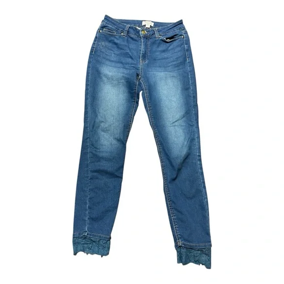 Haute Hippie Tribe Mid-Rise Women's Denim Jeans with Lace Hem Size 2 - Picture 3 of 8